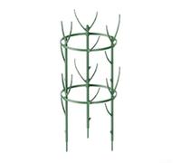 Anillos de soporte de metal para plantas trepadoras como tomates y pepinos, estantes de flores al aire libre a prueba de óxido, revestimiento verde, estantes de verduras multicapa (doble capa)