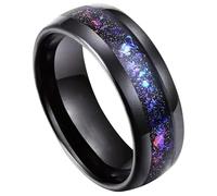 Anillos de tungsteno de acero inoxidable pulido negro de 8 mm para hombre, textura arcoíris, ideal para bodas y aniversarios, resistentes al desgaste, tallas 6 a 13, hipoalergénicos