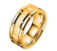 Anillos de tungsteno para hombre, diseño de ladrillo, chapado en rodio, paquete de joyas para adolescentes y niñas, A, Metal, Sin piedras preciosas