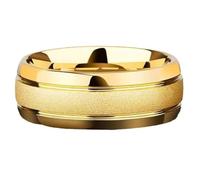 Anillos de tungsteno para hombres y mujeres, oro para boda, acabado arenado, borde de cúpula, tamaños 616 (tungsteno 13), anillo genial para hombre, D, Metal, Sin piedras preciosas