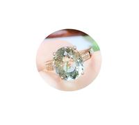 Anillos de turmalina, anillo de compromiso de oro rosa, verde, ovalado, joyería de moda para mujer, ajuste cómodo, N 1/2, Turmalina Diamante
