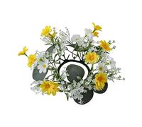 - Anillos de vela, coronas, flores artificiales, anillo de vela, simulación de festival de cosecha, guirnalda de pequeñas margaritas, colores claros, Acción de Gracias, para pared, tirador de puerta