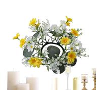 Anillos de vela de otoño, coronas, flores artificiales, anillo de vela-simulación de pequeñas margaritas, decoración de anillos de vela, corona de cosecha de otoño realista y hermosa p