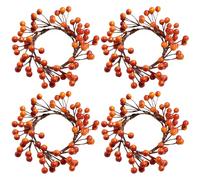 Anillos de Vela de otoño de 4 Piezas, 7 Coronas de Anillos de Velas con Bayas de Naranja Artificiales, Colgantes Coronas de otoño para el Día de Acción de Gracias Centro de Mesa de Bodas Halloween De