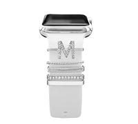 Anillos Decorativos de Diamantes Loops Compatibles con Apple Watch Bandas 38mm 40mm 41mm 42mm 44mm 45mm 49mm, Watch Correa Metal Charms Accesorios para iWatch Series 8 7 6 5 4 3 2 1 SE Ultra,Letra M