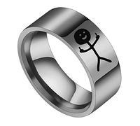 Anillos divertidos con patrón para hombre, anillos de metal y acero para parejas, joyería de rapero, regalos únicos, dedos medios para mujeres, Silver, como se describe, como se describe