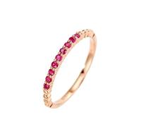 Anillos elegantes para mujer, anillo de boda fino con rubí redondo de oro rosa, regalos únicos para amigas y mujeres, M 1/2, Oro rosa de 18 quilates, Rubí