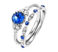 Anillos en rosa para mujer, juego individual de 2 piezas con juegos de regalo, anillo de propuesta, anillo de novia, anillo de novia, anillo de compromiso retro, anillo de promesa, anillo de promesa