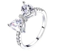 Anillos en S elegantes para mujer con pajarita y circonita grande, joyas de moda para todas las ocasiones que muestran perfectamente el temperamento elegante de las mujeres adolescentes, B, B, Zinc,