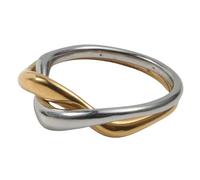 Anillos eternos entrelazados de acero de titanio chapado en oro de 18 quilates para parejas, símbolo de amor, conexión, joyería de regalo, 6, Chapado en oro de 18 quilates