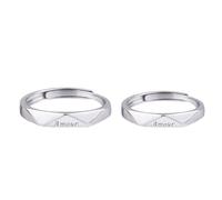 Anillos grabados personalizados para hombres y anillos de boda para mujer, anillos de ley ajustables para anillos de promesa de pareja, redondos con letras anillos de boda, One Size, standard