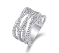 Anillos gruesos para mujer, anillo de joyería para mujer, 12,7 mm de ancho, anillo de cruz con moissanita de 0,61 quilates, plata, oro blanco y platino, M 1/2, Platino, Moissanita