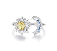 Anillos Hecho a Mano, Anillo abierto ajustable con forma de media luna en plata de ley S925 para mujer