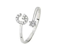 Anillos Iniciales De Circonita Cúbica En Plata 925, Ajustables, Finos Y Apilables, Con Letras Del Alfabeto De La A A La Z, Para Mujeres, Hombres Y Niñas, Regalos De Joyería Con Caja Y Letra G.