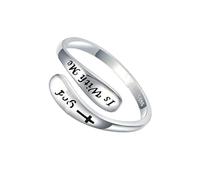 Anillos motivacionales para ella, diseño vintage de fe cruzada, regalo inspirador de personalidad, joyería de aliento, regalo de plata