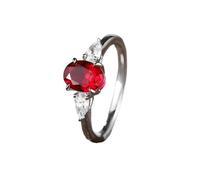 Anillos Mujer Modernos Anillo de Promesa Rojo Elegante Rubí de Laboratorio Ovalado de 4 Garras de 1,9 CT con Moissanita en Forma de Gota de Agua Talla 6,75 Elegante para Señoras Graduación Joyas