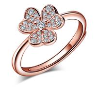 Anillos Mujer Niña, Yumilok-Moda Anillos Oro Rosa S925 Plata de Ley con Circonitas Flores, Regalo para Novia