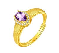 Anillos Mujer Plata Anillo De Compromiso Solitario Con Topacio Rubí Y Circonita Cúbica Auténtica Chapado En Oro De 14 Quilates Banda Cepillada Halo Ajustable De Aniversario De Boda Para El