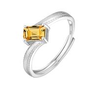 Anillos Mujer Plata Anillos De Compromiso De Zafiro Para Mujer Banda Apilable De Piedras Preciosas Naturales Banda De Boda De Promesa De Diamante Simulado Ajustable Para Ella Citrino