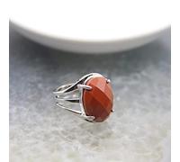 Anillos Mujer Plata De Ley 925,Anillo De Cristal Ajustable De Corte Ovalado, Piedra De Jaspe Rojo, Anillo Abierto, Piedra Natural, Anillo De Plata, Anillo Creativo De Plata De La Eternidad, Joyería