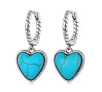 Anillos Mujeres, Twist Hoop Parring Blue Heart Turquoise Costa Hebilla para la oreja para mujeres Boda de joyas