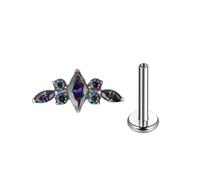 Anillos Nasales y Joyería Piercing para Tragus, Broches en Titanio con Barra Circonia Cúbica Incrustada Internamente, Adecuados para Concha, Unisex(Silver multi,1.2 * 8mm*M0.9)