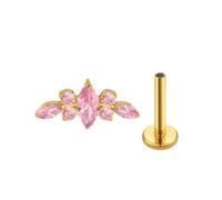 Anillos Nasales y Joyería Piercing para Tragus, Broches en Titanio con Barra Circonia Cúbica Incrustada Internamente, Adecuados para Concha, Unisex(Gold powder,1.0 * 8mm*M0.9)
