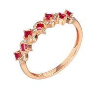 Anillos Oro Mujer 18K, Anillo de Promesa Rojo 0.37 Kilates Ruby Creado En Laboratorio Remo de Ejercicios Oro Rosa 750 con Moissanita Talla 9,5
