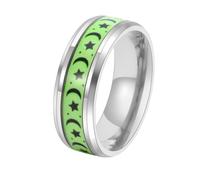 Anillos para hombre de acero inoxidable, anillo luminoso con diseño de luna y estrellas, 8 mm, de acero inoxidable, Sin piedras preciosas