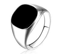 Anillos para hombre Plata 925 Oro Negro Hombre Anillo Biker Cobre Pulido Sello Plata Sólido Anillos, talla única, Metal, Sin piedras preciosas