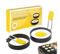 Anillos para huevos antiadherentes, de cocción de huevos - Placa para hornear panqueques antiadherente 2 piezas,Molde de huevos profesional de alimenticio con mango antiquemaduras para