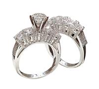 Anillos para mejores amigas con circonitas cúbicas incrustadas de plata con incrustaciones de temperamento para mujer, 10, (Metal), Sin piedra preciosa