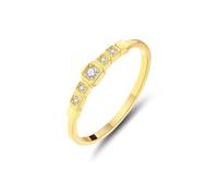 Anillos para mejores amigos, anillo de oro amarillo, apilable, delicado con diamantes redondos, regalos de cumpleaños para mujeres, Q 1/2, Oro amarillo de 18 quilates, Diamante