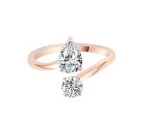 Anillos para mí, anillos de promesa a juego, apertura irregular, joyería bohemia para mujer, T 1/2, Oro rosa de 14 quilates, Moissanita