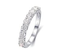 Anillos para mujer, anillo de promise Mejor Amiga con 9 Moissanitas Redondas/Diamantes Creados/Diamantes Naturales de 0,9 ct Oro blanco, 63 (20.1), Oro blanco 585 de 14 quilates, Diamante creado