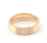 Anillos para mujer, anillo para mujer, patrón mate moderno con fila lateral de moissanita oro amarillo, Z 1/2, Oro amarillo de 18 quilates, Moissanita