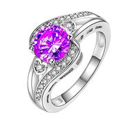 Anillos para mujer con circonita, anillo completo, propuesta de cumpleaños, anillo de compromiso, joyería salvaje, 10, Metal, Sin piedras preciosas
