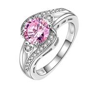 Anillos para mujer con circonita, anillo completo, propuesta de cumpleaños, anillo de compromiso, joyería salvaje, 8, Metal, Sin piedras preciosas