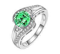 Anillos para mujer con circonita, anillo completo, propuesta de cumpleaños, anillo de compromiso, joyería salvaje, 9, Metal, Sin piedras preciosas