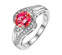 Anillos para mujer con circonita, anillo completo, propuesta de cumpleaños, anillo de compromiso, joyería salvaje, 7, Metal, Sin piedras preciosas