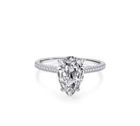 Anillos para mujer, delicado anillo de propuesta de matrimonio, diseño lujoso con moissanita de 3 quilates, en forma de gota, oro blanco de 9 quilates, talla 52 (16,6)
