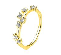 Anillos para mujer, nudillos, anillos para ella, diamantes redondos de 2 mm, oro blanco/platino 950, regalos únicos para amigas y mujeres, U 1/2, Oro amarillo de 14 quilates, Diamante