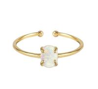 Anillos para mujer, oro, propuesta de matrimonio, ajustable, con corte ovalado, ópalo y oro amarillo, Oro amarillo de 14 quilates, Ópalo