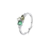 Anillos para mujer para dedo medio, anillo para mujer, dedo índice, elegante corazón, esmeralda y citrino, peridoto, moissanita, oro blanco de 18 quilates, talla 53 (16,9)