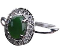 Anillos para mujer, plata de ley 925, jade natural, jaspe, anillos abiertos ajustables, joyería
