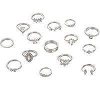 Anillos para mujeres niñas adolescentes, 15 Piezas/Set Boho Mujeres Hoja Corazón Geométrico Anillo Joyas Regalo, Regalos para Mujeres Hombres Chicas Convenient And Nice