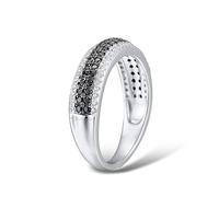 Anillos para mujeres Piedra natural Piedras negras redondas de circonía cúbica Anillos de joyas finas para mujeres Anillo