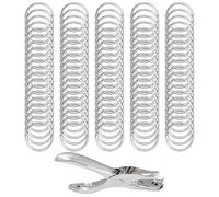 Anillos para tarjetas de índice - 100 para libros con perforador - Anillos para encuadernación de papel, para profesores, casa, oficina, artistas, planificadores, escritores, proyectos escolares