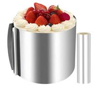 Anillos para Tartas Ajustables, 16-30 cm Aro Ajustable Reposteria, Aro para Tartas Ajustable, Aro Reposteria de 20 cm de Alto y 1 Acetato Pastel 20 cm*10 m, Tartas Aro Ajustable Redondo Redondo