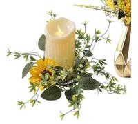 Anillos para velas florales, guirnaldas de anillos para velas | Anillo de vela floral artificial de 9 pulgadas,Guirnaldas de girasoles artificiales Portavelas de columna Boho Wreath para la